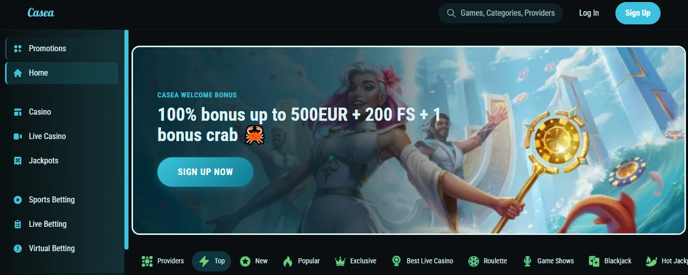 Casea Casino-bonus med opptil 500 euro og gratisspinn